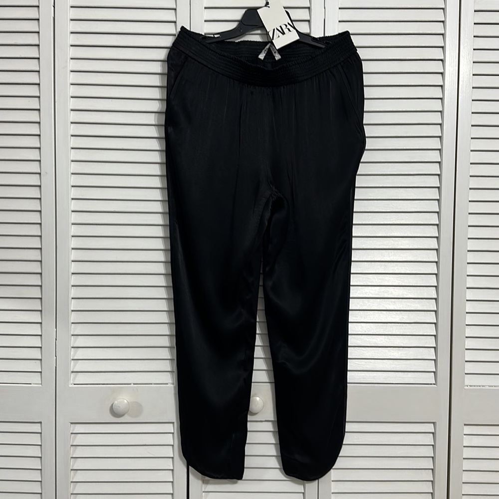 NWT Zara Silk-Like Pants. Size Large. Elastic waist